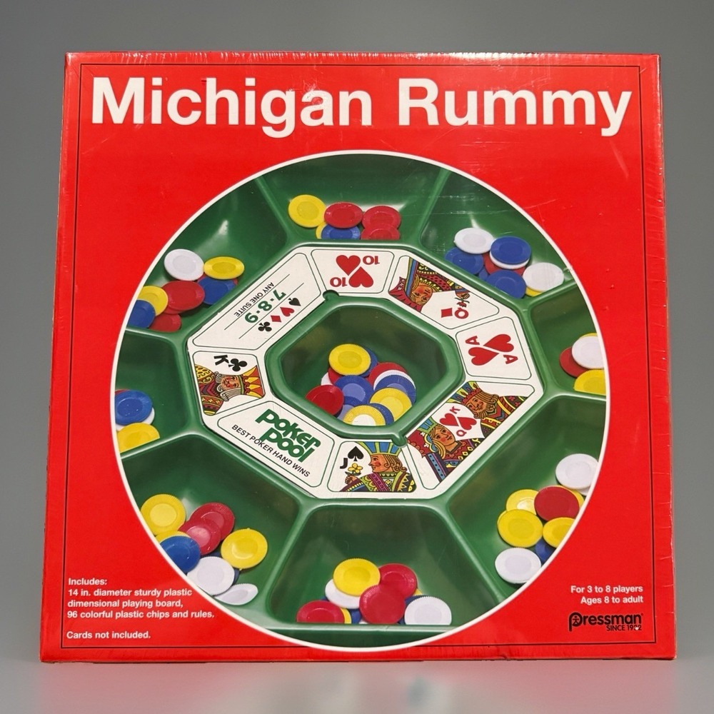 Michigan Rummy Board Game Pressman Brand New Factory Sealed Plastic Board Chips